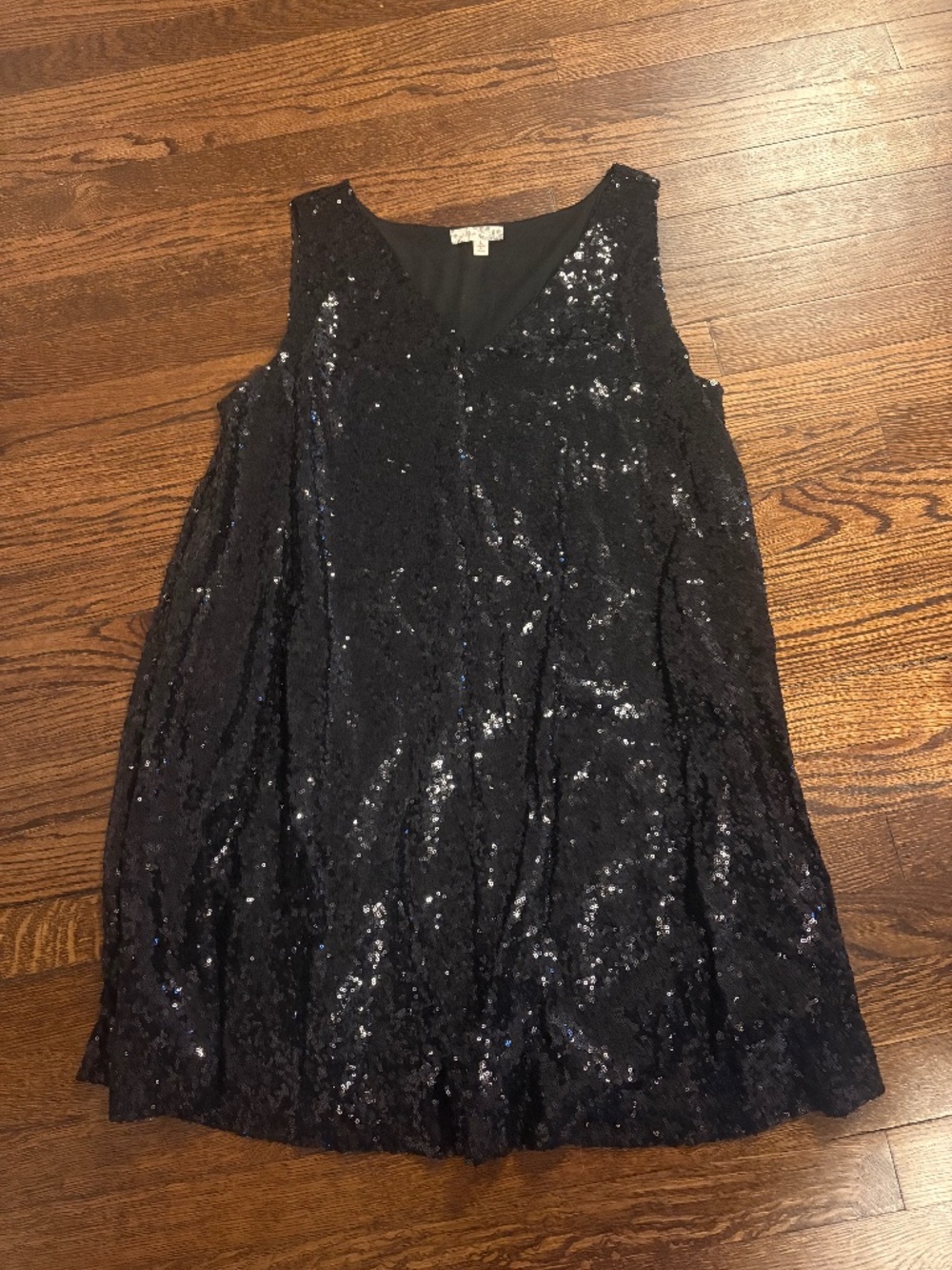 Wishlist- Black Sequin V-Neck Sleeveless Dress- Large